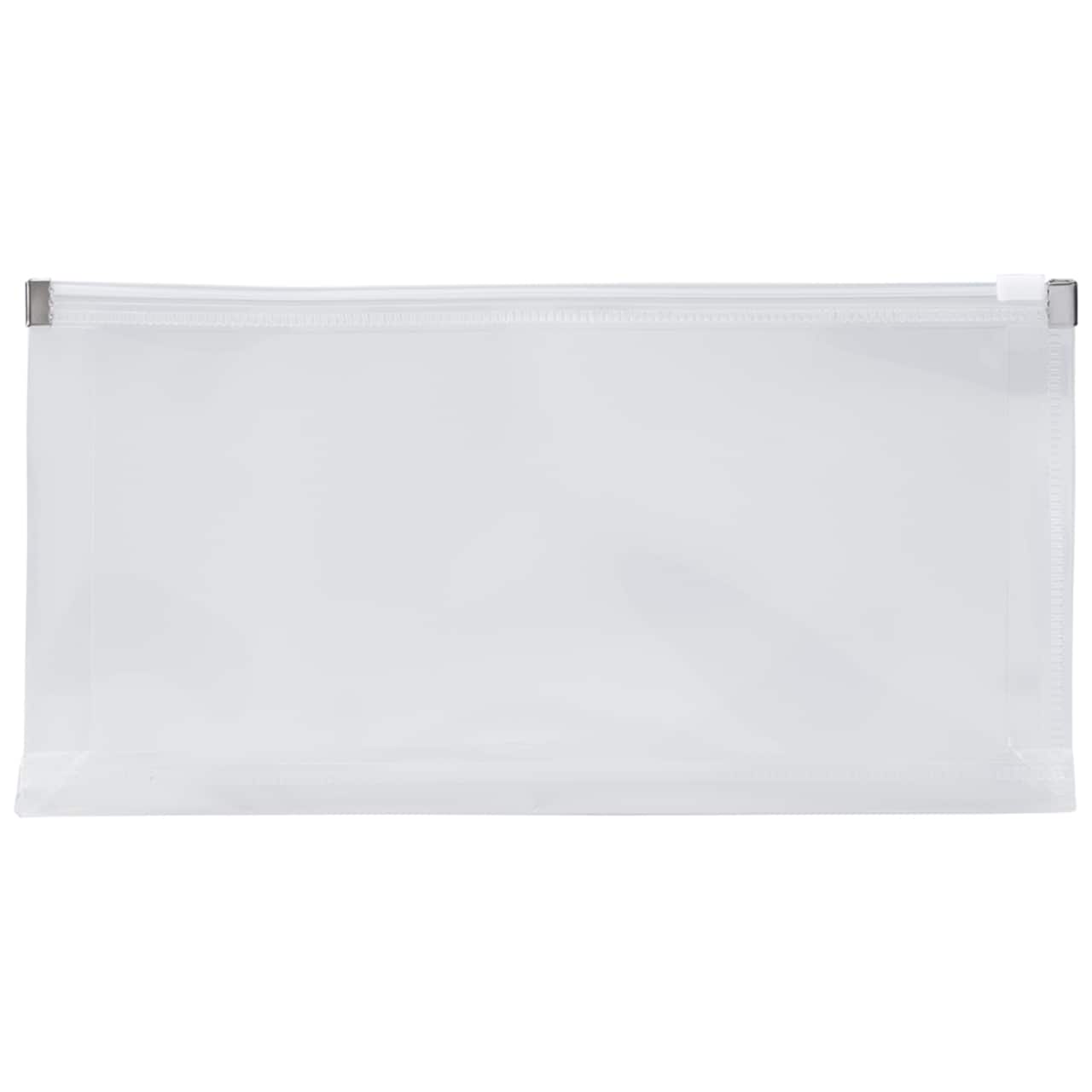 JAM Paper 5'' x 10'' Clear Plastic Pencil Pouch with Zip Closure, 12ct.